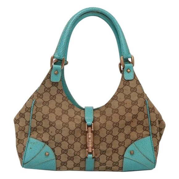 GUCCI GG Canvas Jackie Shoulder Bag Beige 124407 Auth 118283 - Picture 1 of 16